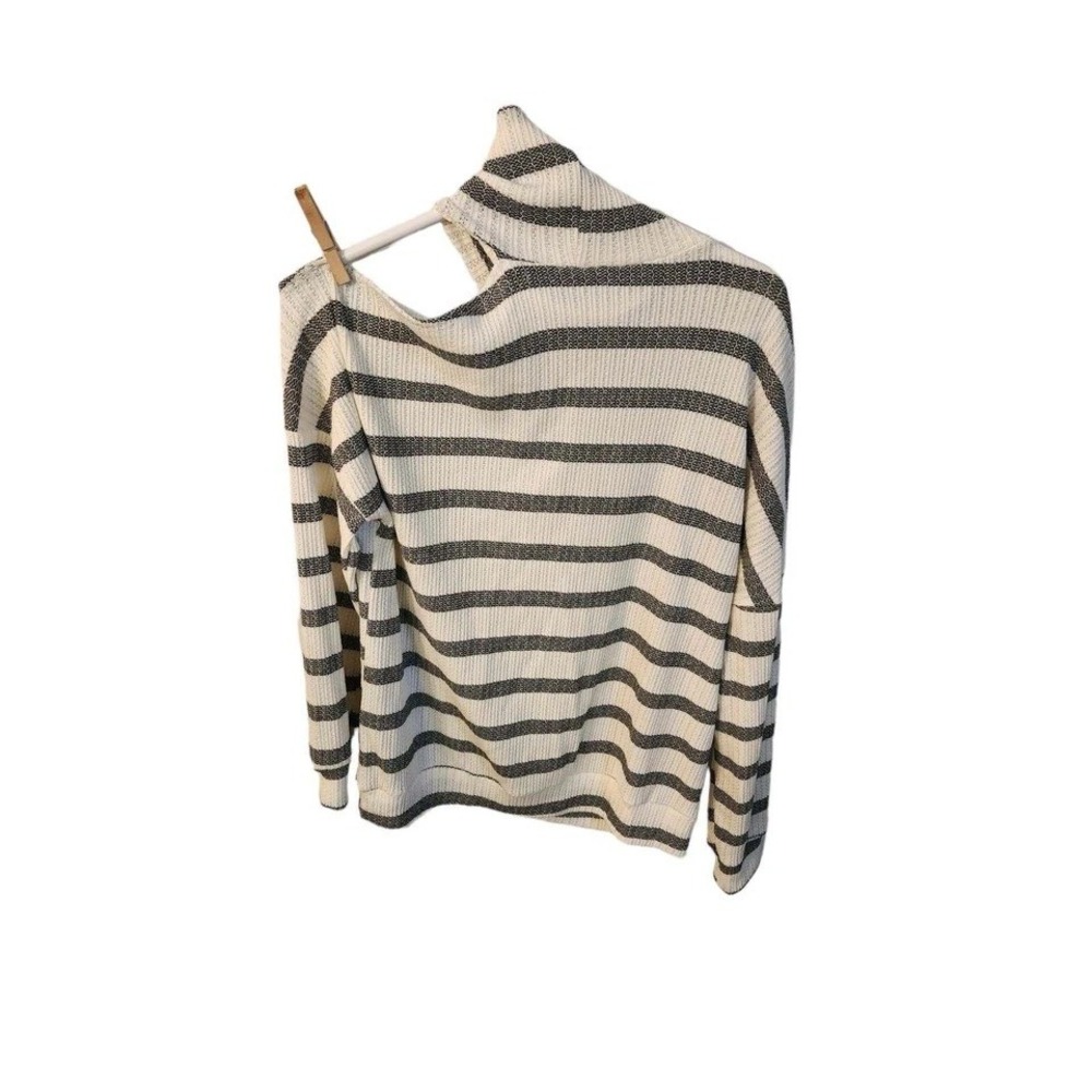 Andree By Unit Striped Tunic Top Mock Neck Long Sleeve Casual Large